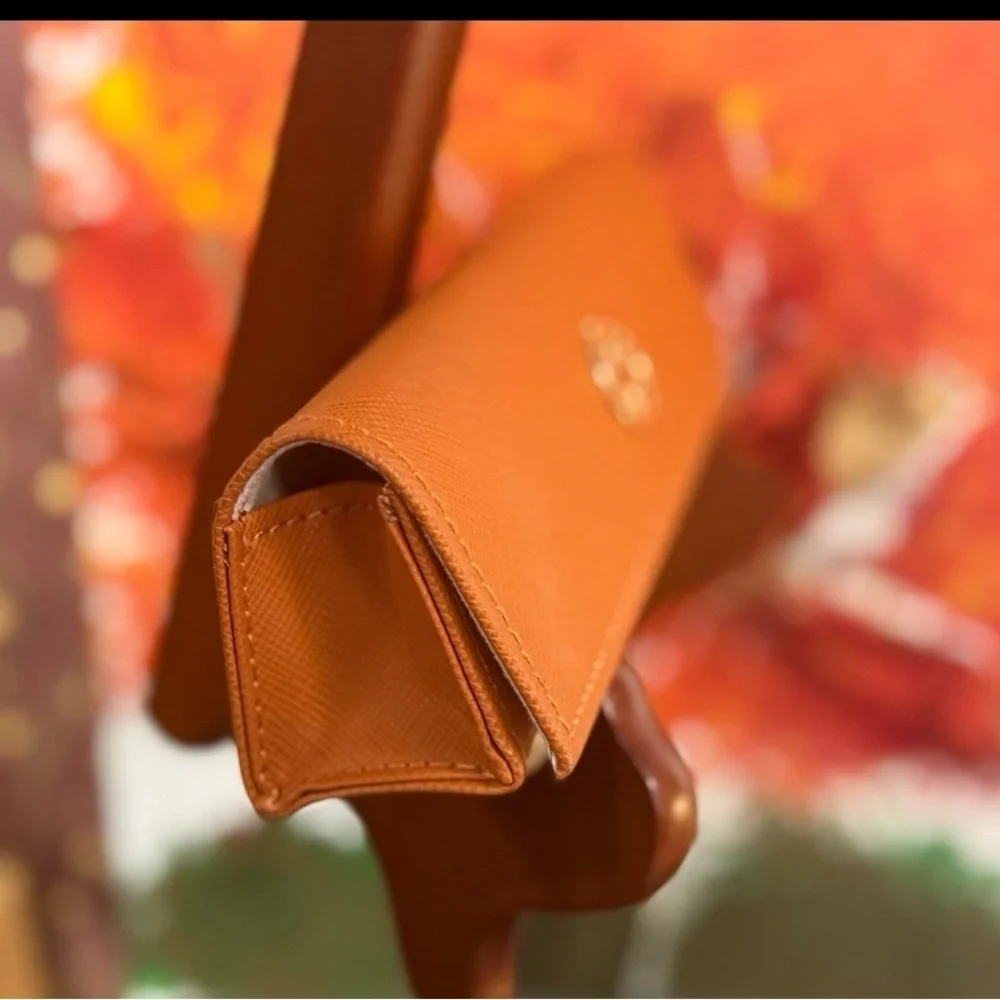 TORY BURCH Authentic Orange Small Hard Eye Glasses Case